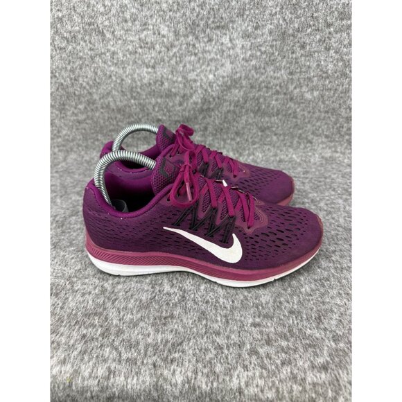✅Womens 7 Nike Air Zoom Winflo Running Shoes Athletic Sneakers Burgundy White - Picture 5 of 12